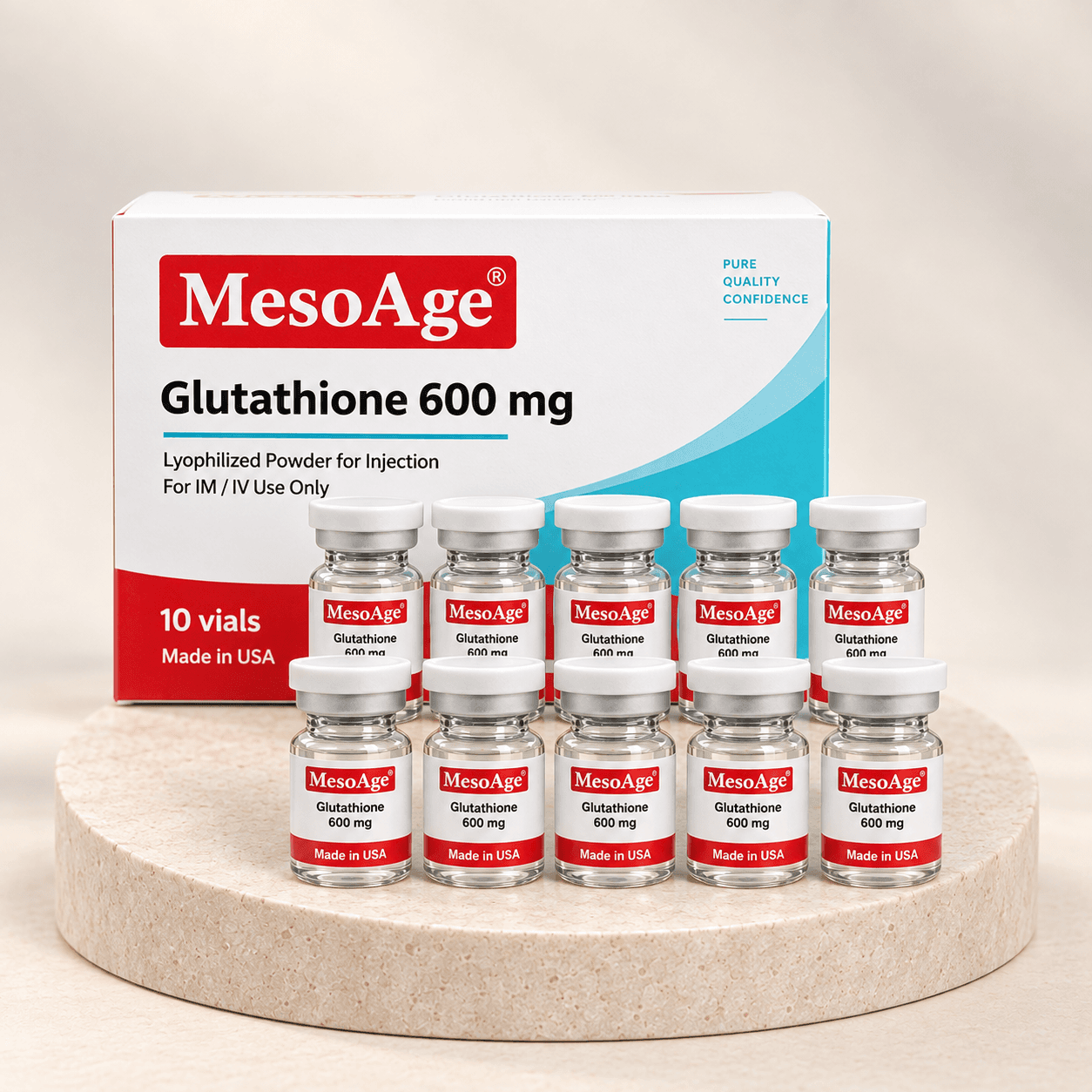MesoAge Glutathione 600mg professional ten-vial treatment set
