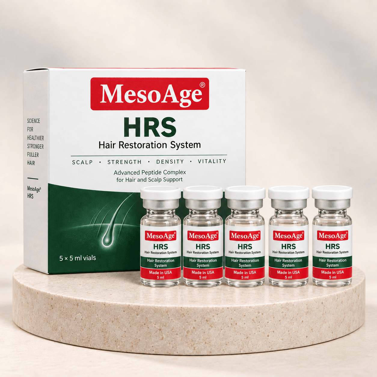 MesoAge HRS Hair Restoration System professional five-vial set